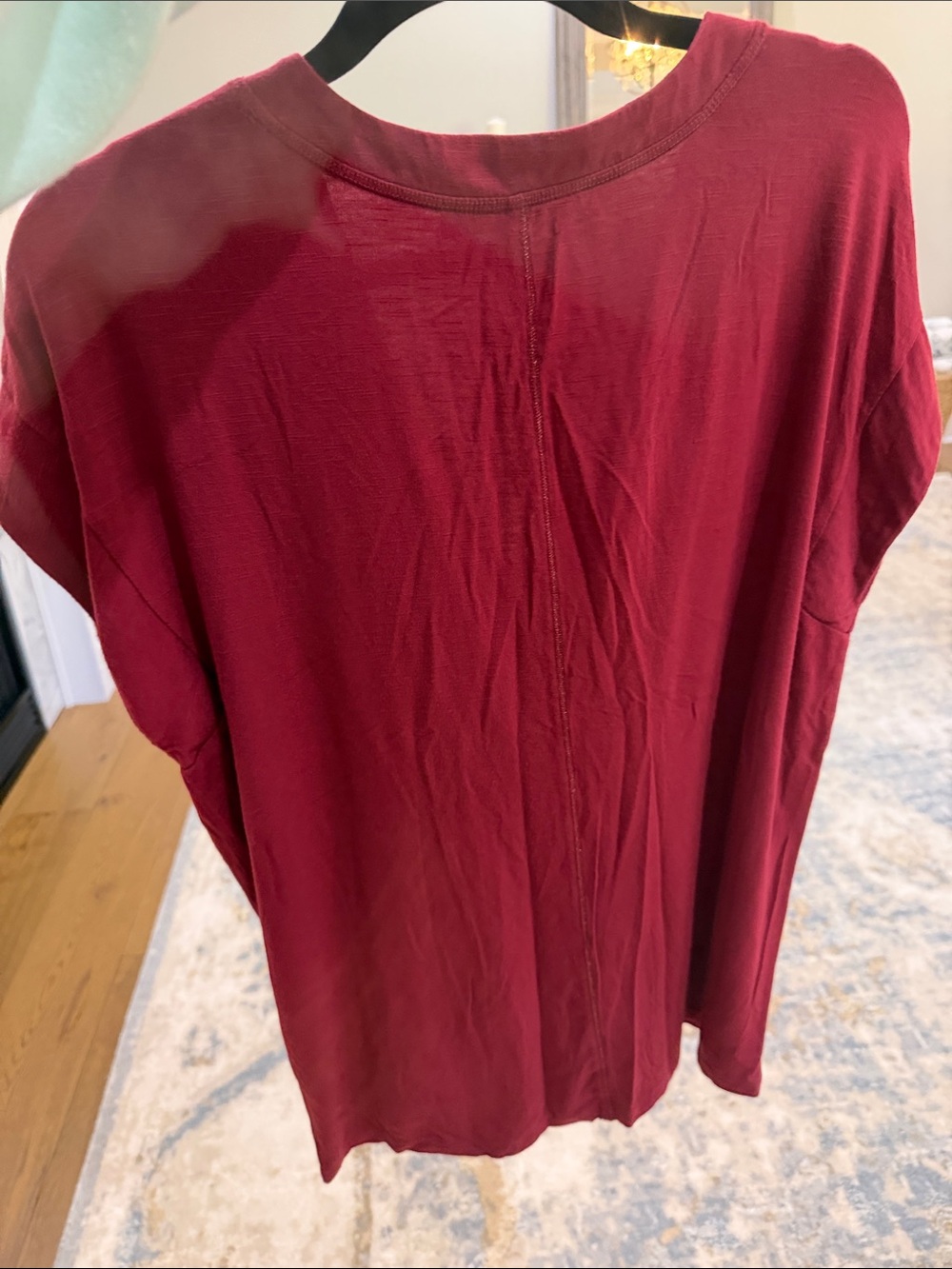 White House Black Market Burgundy V-Neck Short Sleeve Tee - Picture 8 of 9